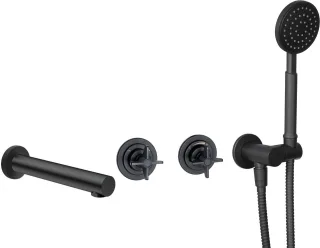 Neuesbad Serie 400 Unterputz-Duschset, mit Badewannenauslauf, Oberfläche: schwarz matt NB1DENAC_N9TQ1