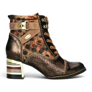 Laura Vita Viktorianische Bronze-Blumenbronze Leder-Schnürstiefel mit Schnürstiefeln – Idcorao-10