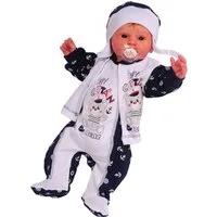 La Bortini Strampler Baby Anzug 3Tlg Strampler Hemdchen Mütze mit Anker und Bär aus reiner Baumwolle, 44-50 56 62 68 74 80 in weiß blau