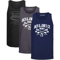 Jack & Jones Tanktop Bequemes Slimfit Shirt mit Printdruck (3er-Pack) mit Print