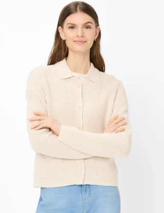 Brax Damen Strickjacke Style AMI dark ecru, hellbeige, Gr. 48