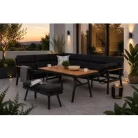 Gardissimo Gartenlounge-Set Nara links / Gartenmöbelset / Dining Eck Lounge Set, (Spar-Set, 3-tlg., Alu, Ecklounge, Esstisch, Bank, inkl. Auflagen), Liegefunktion