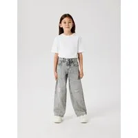 Name It 5-Pocket-Jeans NKFROSE für Mädchen mit Destroyed-Effekt und hohem Bund normal, Denim, Abriebeffekte, Reißverschluss