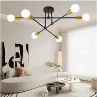 Ophy Kronleuchter Sputnik Kronleuchter, 6‑flammig, Vintage Deckenlampe aus Metall (E27), ohne Leuchtmittel, halbbündige Deckenbeleuchtung, für Esszimmer, Schlafzimmer & Wohnzimmer