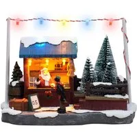 Spetebo Weihnachtsszene LED Verkaufsstand mit Weihnachtsmann, stimmungsvolle Beleuchtung