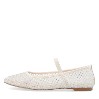 bianco - Elegante Mesh-Ballerinas mit Schmucksteinen beige/weiß - Gr. - 36
