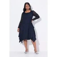 Ulla Popken Midikleid Plissee-Kleid Lagenoptik A-Linie V-Ausschnitt