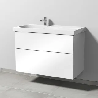 Sanipa 3way Waschtischunterbau zu Geberit Acanto Waschtisch mit 2 Auszügen, Weiß-Glanz SF41978