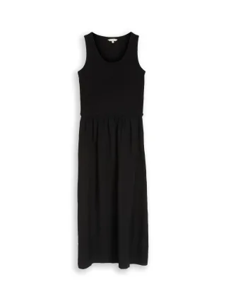 Tom Tailor - 2-in-1 Midi-Kleid im Materialmix deep black - Gr. - 40