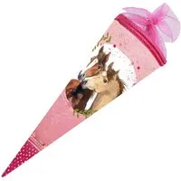 Nestler Schultüte Geschwister Schultüte 35cm rund Coppenrath Pferdefreunde 2 Tüll / Text