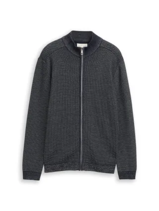 Tom Tailor - Strickjacke mit Reißverschluss blau - Gr. - L