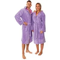 Lavea Bademantel Damen und Herren, Unisex Morgenmantel Madrid mit Kapuze, Lang, 40 % Polyester, 30 % Baumwolle, 30 % Viskose, Bindegürtel aus Soft-Velour, pflegeleicht, hautfreundlich und saugstark, Sauna & Wellness