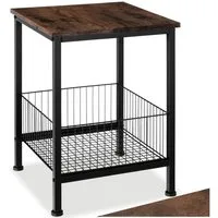 tectake Beistelltisch Couchtisch Grimsby 40x40x55,5cm (1-St., 1 tlg), Stilvoller Beistelltisch mit Ablage und Gitterkorb im Factory Look