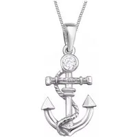 Goldene Hufeisen Kette mit Anhänger Anker Anhänger mit Halskette aus 925 Sterling Silber (2-tlg, inkl. Etui), mit Zirkonia