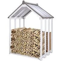 WONDERMAKE Kaminholzregal Holz mit Dach außen Brennholzregal Feuerholzregal Kaminholzunterstand, BxTxH:110x75x150 cm, Holzlager-Regal Kaminholzlager Brennholzlager draußen Outdoor grau