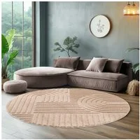 SIMPEX24 Designteppich Skandinavischer Boho, Rund, Höhe: 8 mm, Teppich Wohnzimmer, Schlafzimmer, Gästezimmer