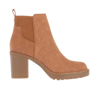 Only - Stiefeletten für Damen, Wildlederimitat, Blockabsatz (Cognacfarbe)