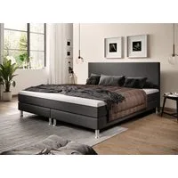inter Boxspringbett Sunny Webstoff mit 7 Zonen Taschenfederkernmatratzen und Topper-Optik (180x200 cm, Anthrazit mit 7 Zonen Taschenfederkernmatratzen und Topper-Optik), Taschenfederkern-Komfort, gepolstertes Kopfteil, inklusive Matratzen