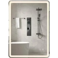 COSTWAY Badspiegel, Wandspiegel mit LED Beleuchtung & Touch, Anti-Beschlag
