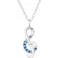 ALEXANDER YORK Kette mit Anhänger NOTENSCHLÜSSEL Zirkonia blue topaz, 2-tlg., 925 Sterling Silber