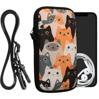 kwmobile Handytasche Handytasche für Smartphones L - 6,5" (1-tlg), Neopren Handy Hülle mit Kordel - Tasche mit Handykette 16,5 x 8,9 cm