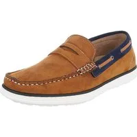 Coolwalk Herren Mokassin Slip-on Freizeitschuh in Velours-Optik Slipper (91977388) Flach Slipper in Camel