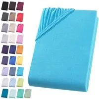 Visaggio Spannbettlaken Jersey aus 100% Baumwolle Spannbetttuch Bettlaken, Jersey, Gummizug: rundum, Spannbettlaken, für Matratzenhöhen bis 22 cm, Steghöhe 30 cm