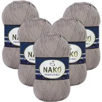 NAKO 5 x Nako Pirlanta Deluks Häkelwolle, 390 m, Strickgarn,Amigurumi,Häkelgarn