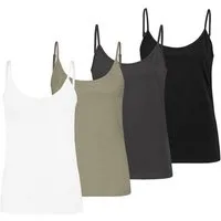 SUBLEVEL Shirttop Spaghettiträger-, einfarbig, Baumwolle, 4er-Pack (4-tlg) Strap-Top 4er-Pack