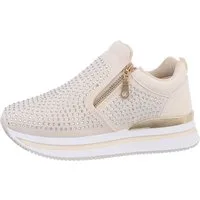 Ital-Design Damen Low-Top Freizeit Sneaker (86016699) Keilabsatz/Wedge Sneakers Low in Beige