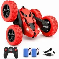 Diyarts RC-Auto (Ferngesteuertes Stuntauto inkl. 2 Akkus & Fernbedienung, Spiel-Set mit Zubehör), Stuntauto 360°-Action, LED-Lichtern & 60 Min. Spielspaß