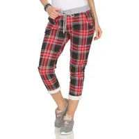 simaranda Jogginghose Damen Jogginghose 29 Rot Schwarz / Karo One Size 36-40