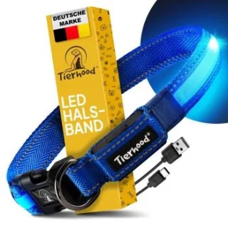 Tierhood Leuchtehalsband LED Halsband blau M