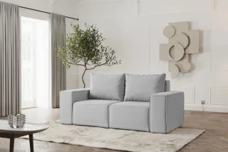 Sofa Designersofa ESTELLE 2-Sitzer in Stoff Opera Velvet Hellgrau