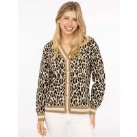 Zwillingsherz Strickjacke "Leo Streifen" mit Knöpfen, Leomuster und Streifenbündchen