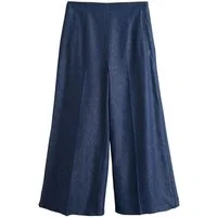 Next Leinenhose Palazzo-Hose in Denim-Optik mit Leinenanteil (1-tlg)
