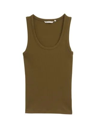 Denim Tom Tailor - Top mit Rippstruktur golden olive green - Gr. - XL