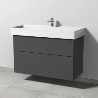 Sanipa 3way Waschtischunterbau zu Duravit Dura Square Waschtisch mit 2 Auszügen, Anthrazit-Matt SM42722