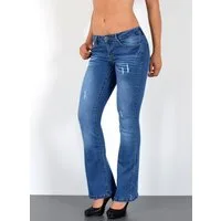 ESRA Bootcut-Jeans Damen Schlagjeans mit weitem Bein und Stretch bis Große Größen B5 Flared Jeans Damen Bootcut Hose Stretch-Jeans mit Schlag