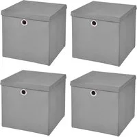 StickandShine Faltbox 4er SET 32 x 32 x 32 cm mit Deckel – perfekt für KALLAX - 19 Farben