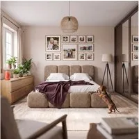 Muffo Polsterbett SUENO MAXI (Doppelbett 140x200 / 160x200 / 180x200 / 200x200 cm), mit Kopfteil Frei Verwendungsstelle, Metalllattenrost