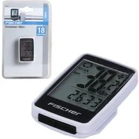 FISCHER Fahrrad Fahrradcomputer Fahrradcomputer Slim Fahrradtacho Weiß, Rad-Computer Tacho LCD Display 18 Funktionen
