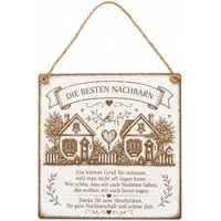 Dekolando Dekoobjekt Schild Beste Nachbarn mit Spruch – Geschenk Nachbarschaft Dekoschild
