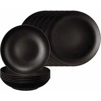 Seltmann Weiden Tafelservice Liberty Velvet Black Tafelservice 12er Set (12-tlg), 6 Personen, Porzellan