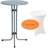 ESTEXO Gartentisch Stehtisch Bistrotisch Metall Garten Tisch Ø 70 cm Bartisch Grau inkl