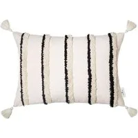 TOM TAILOR HOME Dekokissen Fluffy Stripe, Rautenmotiv und Quasten, Kissenhülle ohne Füllung, 1 Stück