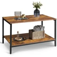WLIVE Couchtisch Kleiner Wohnzimmertisch im Vintage-Industrial Design, (80 cm Sofatisch im Vintage Industrie Design mit Metallgestell, 80 × 46 × 50 cm, 1 Tisch), 2 Ablagen, Metallgestell, verstellbare Füße, 60 kg Tragkraft