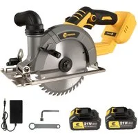 CONENTOOL Akku-Handkreissäge Bürstenlose Akku-Kreissäge 21V, Set, 2x Akku(4.0Ah)und Ladegerät, 165mm Manganstahl - Sägeblatt, für Holz, Weichmetall, Kunststoff