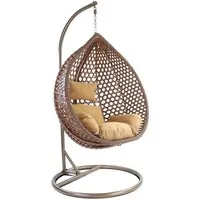 RAMROXX Hängesessel Luxus Hängesessel Style XXL Korb Gestell Braun mit Relaxkissen Braun