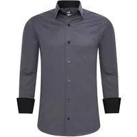 R-NEAL Businesshemd Herren Kontrast Hemd "R-NEAL" Hochzeit-Hemd Slim Fit Stretchhemd